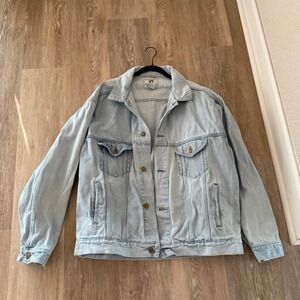 Vintage Pepsi Cola Denim Jean Jacket Long Sleeve Coat Light Wash Distressed XL